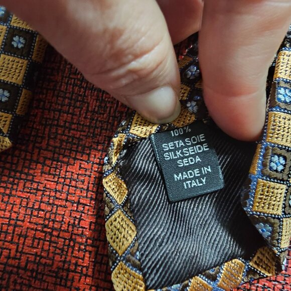 Ermenegildo Zegna Silk Gold Blue Textured Tie Office Old Money Quiet Luxury NWT - Picture 9 of 11